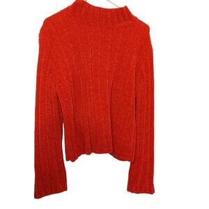 No Boundaries Junior Large Red Ribbed Chunky Sweater Long Sleeve Acrylic Winter